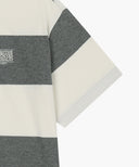 SMALL CLASSIC LOGO RUGBY STRIPE OVERSIZED COLLAR TEE IN IVORY image 13