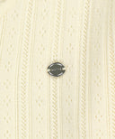 W V-NECK CROCHET KNIT CARDIGAN IN IVORY image 12