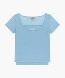 W SMALL CLASSIC LOGO SLEEVELESS LAYERED TEE IN SKY BLUE