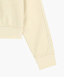 W LACE DETAIL CROP SWEATSHIRT IN IVORY image 10
