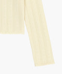 W V-NECK CROCHET KNIT CARDIGAN IN IVORY image 13