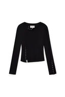 SNAP DETAIL SLIM TOP IN BLACK image 1
