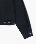 W DENIM TUCK DETAIL JACKET IN DARK BLUE image 11