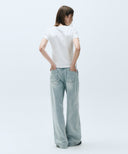 W LOW-WAIST TUCK WIDE DENIM PANTS IN LIGHT BLUE image 5