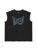 RAW EDGE CUT OUT SLEEVELESS TOP FOR MEN IN BLACK image 10