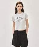 W LEMON GRAPHIC SLIM CROP TEE IN WHITE image 11