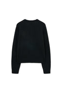 CASHMERE BLENDED ROUND KNIT CARDIGAN IN BLACK image 16