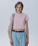 W CLASSIC LOGO CROP TEE IN LIGHT PINK