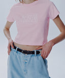W CLASSIC LOGO CROP TEE IN LIGHT PINK