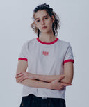 W CLASSIC LOGO RINGER TEE IN WHT/ RED
