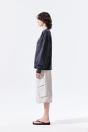RAW CUT APPLIQUE SWEATSHIRT IN CHARCOAL GREY