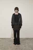 FAUX LEATHER HOODY CROP JUMPER IN BLACK image 6