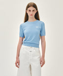 W SMALL CLASSIC LOGO HALF KNIT PULLOVER IN SKY BLUE image 12