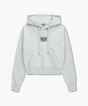 W SMALL CLASSIC LOGO CROP HOODIE IN LIGHT HEATHER GREY image 6