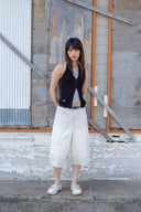 LAYERED BUTTON HALTER NECK TOP IN BLACK image 6