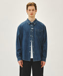 UNI BASIC DENIM SHIRT IN BLUE image 11
