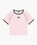 W AEROCOOL SMALL CLASSIC LOGO SLIM RINGER TEE IN PINK