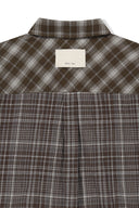 MIXED CHECK OVER FIT SHIRT IN BROWN image 16