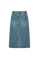 DAMAGE POINT LONG DENIM SKIRT IN BLUE image 12