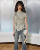 TIED DETAIL STRING TOP IN LIGHT KHAKI
