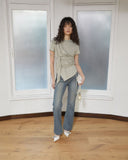 TIED DETAIL STRING TOP IN LIGHT KHAKI