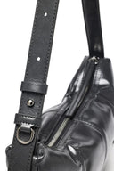 HALF SHIRRING RIBBON ROUND BAG IN CHARCOAL GREY