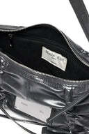 HALF SHIRRING RIBBON ROUND BAG IN CHARCOAL GREY