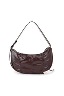 HALF SHIRRING RIBBON ROUND BAG IN DARK BROWN