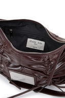 HALF SHIRRING RIBBON ROUND BAG IN DARK BROWN