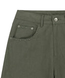 STUD POINT COLOR DENIM PANTS IN KHAKI