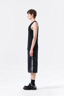 SLEEVELESS HENLEY TOP FOR MEN IN BLACK