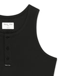 SLEEVELESS HENLEY TOP FOR MEN IN BLACK