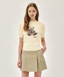 W DOODLE BEAR HALF KNIT PULLOVER IN IVORY image 11