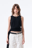 HEM TIE DETAIL SLEEVELESS TOP IN BLACK image 12