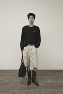 CASHMERE BLENDED ROUND KNIT PULLOVER IN BLACK image 9