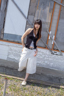 LAYERED BUTTON HALTER NECK TOP IN BLACK image 20