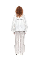 MATIN KIM LOGO COATING JUMPER IN IVORY image 7