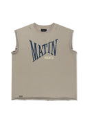 RAW EDGE CUT OUT SLEEVELESS TOP FOR MEN IN BEIGE image 2