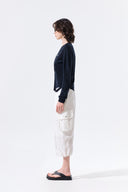 STRING DETAIL KNIT CARDIGAN IN DARK NAVY image 7