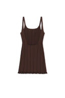 OPEN BACK RIBBED KNIT DRESS IN BROWN image 2