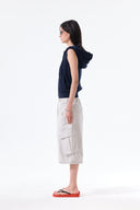 BACK LOGO JERSEY HOOD VEST IN NAVY image 19