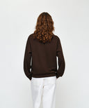 SMALL CLASSIC LOGO HALF ZIPUP SWEATSHIRT IN DARK BROWN