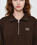 SMALL CLASSIC LOGO HALF ZIPUP SWEATSHIRT IN DARK BROWN
