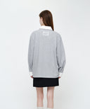 W SMALL CLASSIC LOGO LACE COLLAR SWEATSHIRT IN HEATHER GREY