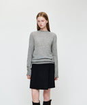 W PREMIUM MERINO WOOL HALF NECK KNIT IN HEATHER GREY