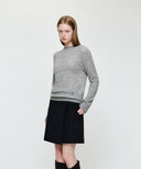 W PREMIUM MERINO WOOL HALF NECK KNIT IN HEATHER GREY
