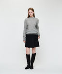 W PREMIUM MERINO WOOL HALF NECK KNIT IN HEATHER GREY