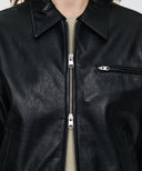 FAUX LEATHER COLLAR JACKET IN BLACK