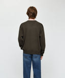 SMALL CLASSIC LOGO OVERSIZED V-NECK KNIT PULLOVER IN DARK BROWN