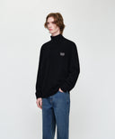 PREMIUM SMALL CLASSIC LOGO WOOL TURTLE NECK KNIT IN BLACK